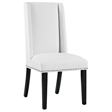 Baron Parsons Faux Leather Dining Side Chair, White