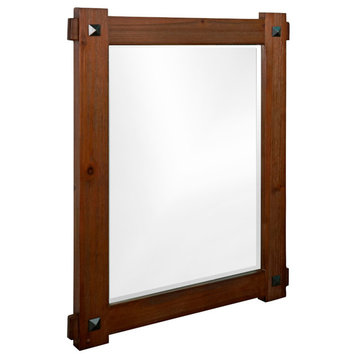 Rustic Wood Framed Mirror, Brown, Driftwood 42"
