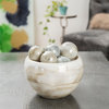 Set of 12 Hand-Blown Glass Spheres InEmperor's Stone, Cheers & Sea Pearls