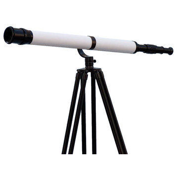 Floor Standing Brushed Nickel With White Leather Galileo Telescope 65''
