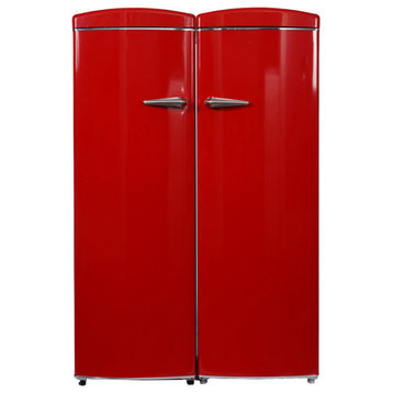 Conserv Retro Refrigerator-Freezer Set in Red