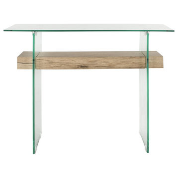 Lacy Rectangular Modern Glass Console Table Clear/ Natural