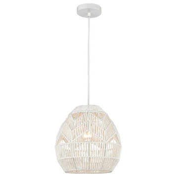 -Transitional Style w/  inspirations-Paper Rope 1 Light Mini Pendant-12 Inches