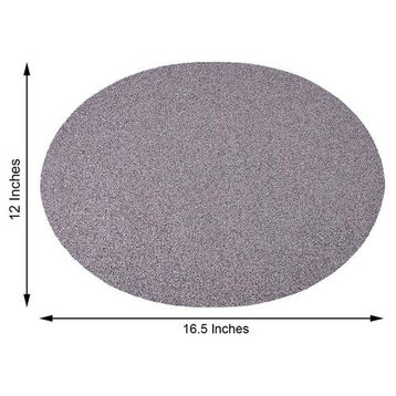 6 Glittered 12" Oval Faux Leather Placemats