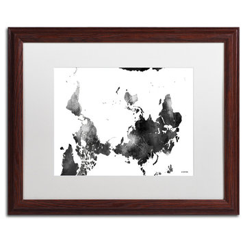 Watson 'Upside Down Map of the World BG-1' Art, Wood Frame, 16"x20", White Matte