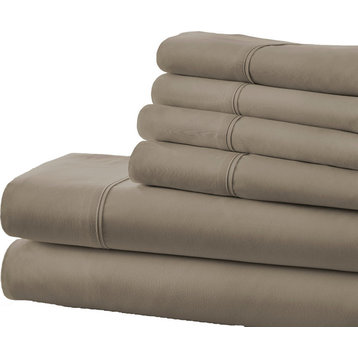 Becky Cameron Premium Ultra Soft Luxury 6-Piece Bed Sheet Set, Taupe, Twin