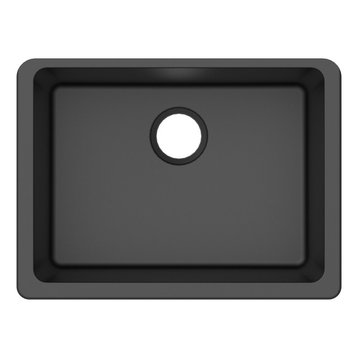 Winpro Undermount Kitchen Sink, Single Bowl, Granite Quartz, 25", Black