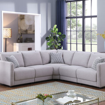 Penelope 94.5" Light Gray Linen Reversible L-Shape Sectional Sofa with Pillows