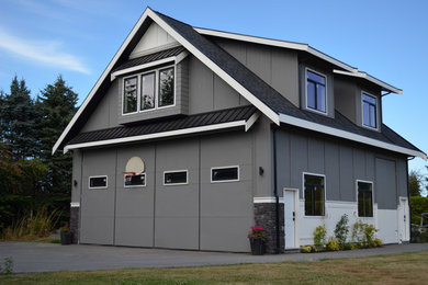 Garage workshop - large contemporary detached garage workshop idea in Vancouver