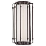 Hudson Valley Lighting - Hyde Park LED 15" Wall Sconce With White Shade, Finish: Old Bronze - Our Hyde Park family is all about the details. Along the top and bottom of each rod is a knurled section of machined brass. In the hanging versions, this knurled quality is echoed in a thick handsome band around each of the candle cups. Wall and flush mounts enclose light emitting diodes (LEDs) in a white glass diffuser, surrounded by these elegant rods, resulting in a work of restrained sophistication.