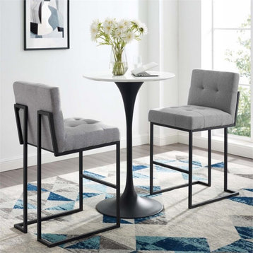 Modway Privy 27.5" Modern Fabric Bar Stools in Black/Gray (Set of 2)