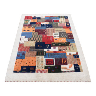 Dutch white Persian Patchwork Design Pure Wool Hand Made Oriental Rug 3 ...