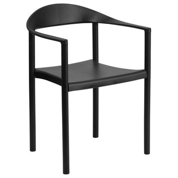Bowery Hill Plastic Cafe Stack Stacking Chair in Black