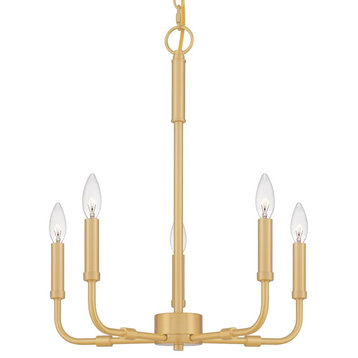 Bellevue QZCH75516 Della 5 Light 18"W Taper Candle Chandelier - Aged Brass