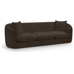 Meridian Furniture - Penelope Upholstered Sofa, Brown, Chenille Fabric - Discover the sophisticated charm of the Penelope sofa, crafted in luxurious soft brown chenille fabric. This elegant piece features a solid wood inner frame for durability and a contemporary design that elevates any space. Included pillows enhance its comfort and style, making it an ideal centerpiece for gatherings. Transform your home with the true embodiment of refined taste and timeless beauty.