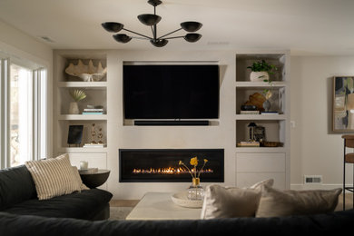 Living room - modern living room idea in Detroit