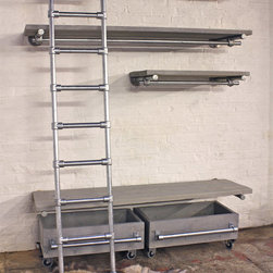 Cherine Pale Industrial Open Wardrobe Shelving and Hanging Unit - Wardrobe Storage Solutions