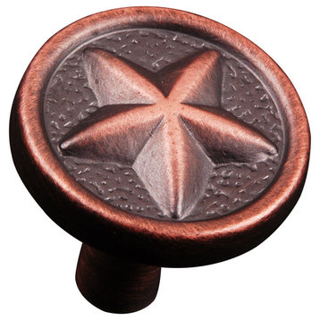 RK International, Rugged Texas Star Knob 1 1/4", Distressed Copper