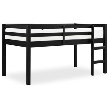 Pemberly Row Transitional Junior Twin Loft Bed in Black Finish