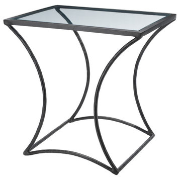 Black Iron Glass Top Square Kai Side Table