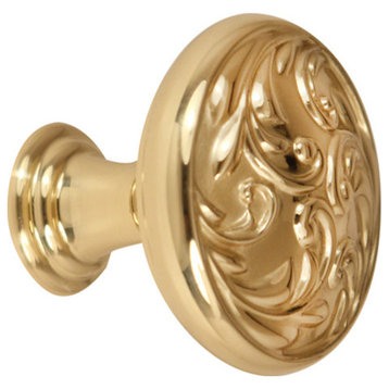 Alno A3651-38 Ornate 1-1/2 Inch Mushroom Cabinet Knob - Polished Brass
