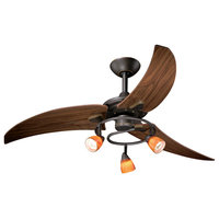 Indoor Ceiling Fans 3 Light Fixtures W/ Vintage Bronze Steel GU10 48" 150 Watts