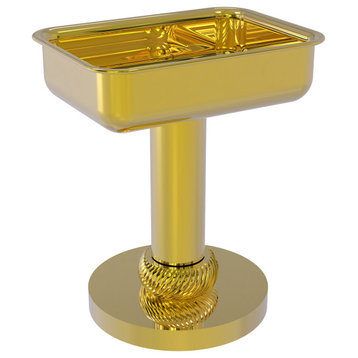 Vanity Top Soap Dish with Twisted Accents, Polished Brass