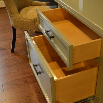Built-In Cabinetry : Entertainment Center & Desk Workstation with Wainscoting