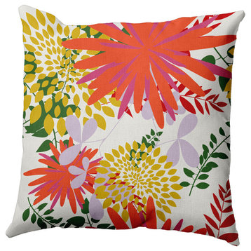 Jumble Floral Decorative Throw Pillow, Surf Board Orange, 20"x20"