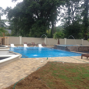 25 X 45 GUNITE POOL W SPILL OVER SPA
