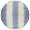 Jagged Blue/Off-White Reversible Cotton Chindi Rug, 6'x6' Round