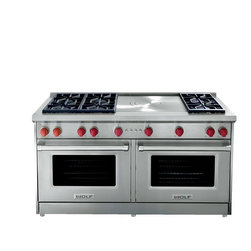 Wolf 60" Pro-style Gas Range, Stainless Steel | GR606CG - Gas Ranges And Electric Ranges