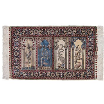 Oriental Rug Cinar Silk 3'2"x1'11" Hand Knotted Carpet