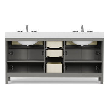 Caroline 72'' Grey Bathroom Vanity
