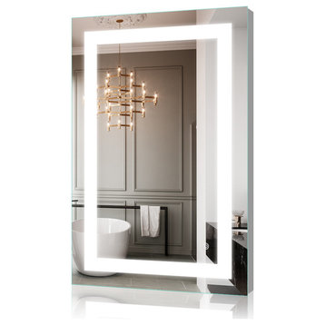 LED Lighted Bathroom Mirror With Dimmer, Vertical/Horizontal Wall Mounted Mirror