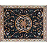 Mozaico - Apollo Greco-Roman, Floral Mosaic Rug, 71"x89" - Invite elegance and grace into your favorite spaces with the Apollo Greco-Roman floral rug Showcasing a Laurel wreath center against a light blue background the design features a floral motif with an eye-catching circular geometry.