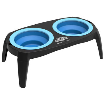 Elevated Blue Pet Bowls with Non Slip Stand, 16 oz Each By PETMAKER