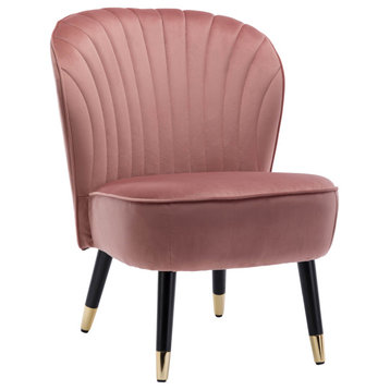 Omax Decor Jane Velvet Accent Chair, Pink
