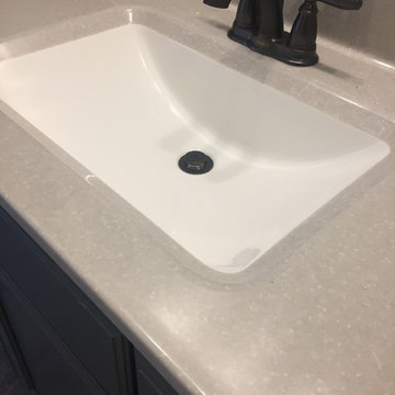 Light and Dark Gray Cabinets - Granite Tops - Onyx Vanity Tops