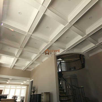 Classic Stretch Waffle Ceiling in Living Room in a House Mississauga