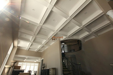 Classic Stretch Waffle Ceiling in Living Room in a House Mississauga