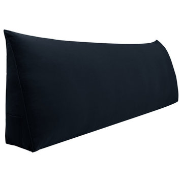 Bed Wedge Reading Pillow Headboard Daybed Cushion Backrest Triangle Black, 71x20x8