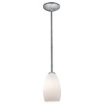 Access Lighting - Champagne Integrated (SSL) LED Rod Pendant, Brushed Steel, Opal - Features: