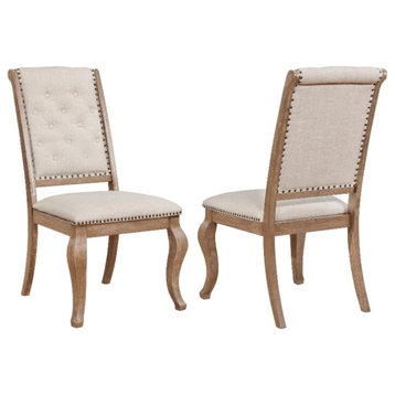Coaster Brockway Fabric Tufted Side Chairs in Cream and Barley Brown
