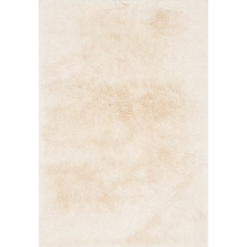 3" Polyester Pile Allure Shag Area Rug by Loloi, Ivory, 7'6"x9'6"