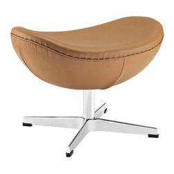 Glove Leather Ottoman in Terracotta - Footstools And Ottomans