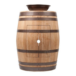 Premier - Wine Barrel Vanity Package with 15" Round Wired Rim Vessel Sink - Natural Finish - Bathroom Vanities And Sink Consoles