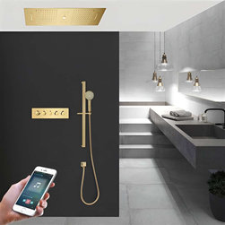 BathSelect Rainfall Musical Shower System With Hand Shower, Style F-Phone Control Light - Showerheads And Body Sprays
