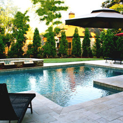 Formal Swimming Pool in Braselton with Travertine Patio - Products