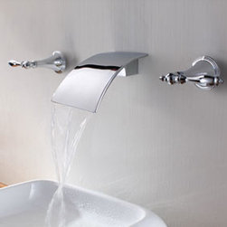 Brass Waterfall Bathroom Sink Faucet (Wall Mount) T7010 - Bathroom Sink Faucets